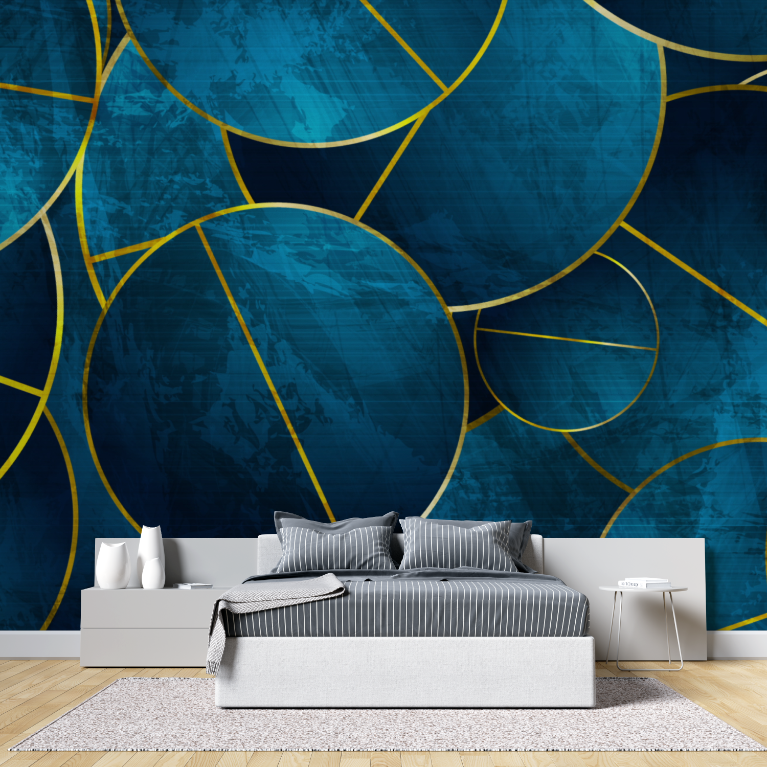 Teal and Gold Patterned Wallpaper | Murals Wallpaper