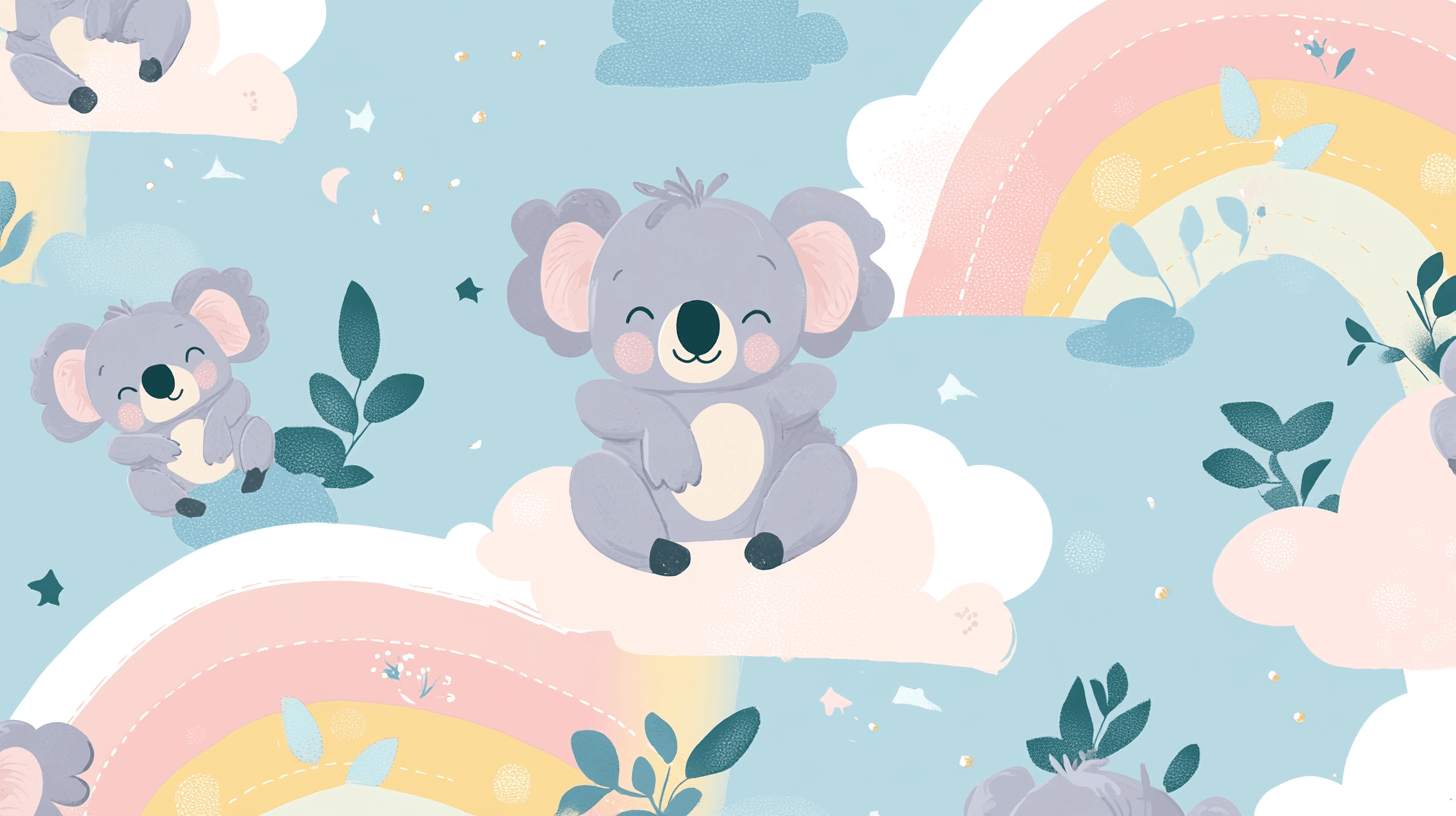 Pastel Arc Sitting Koala Wallpaper | Murals Wallpaper