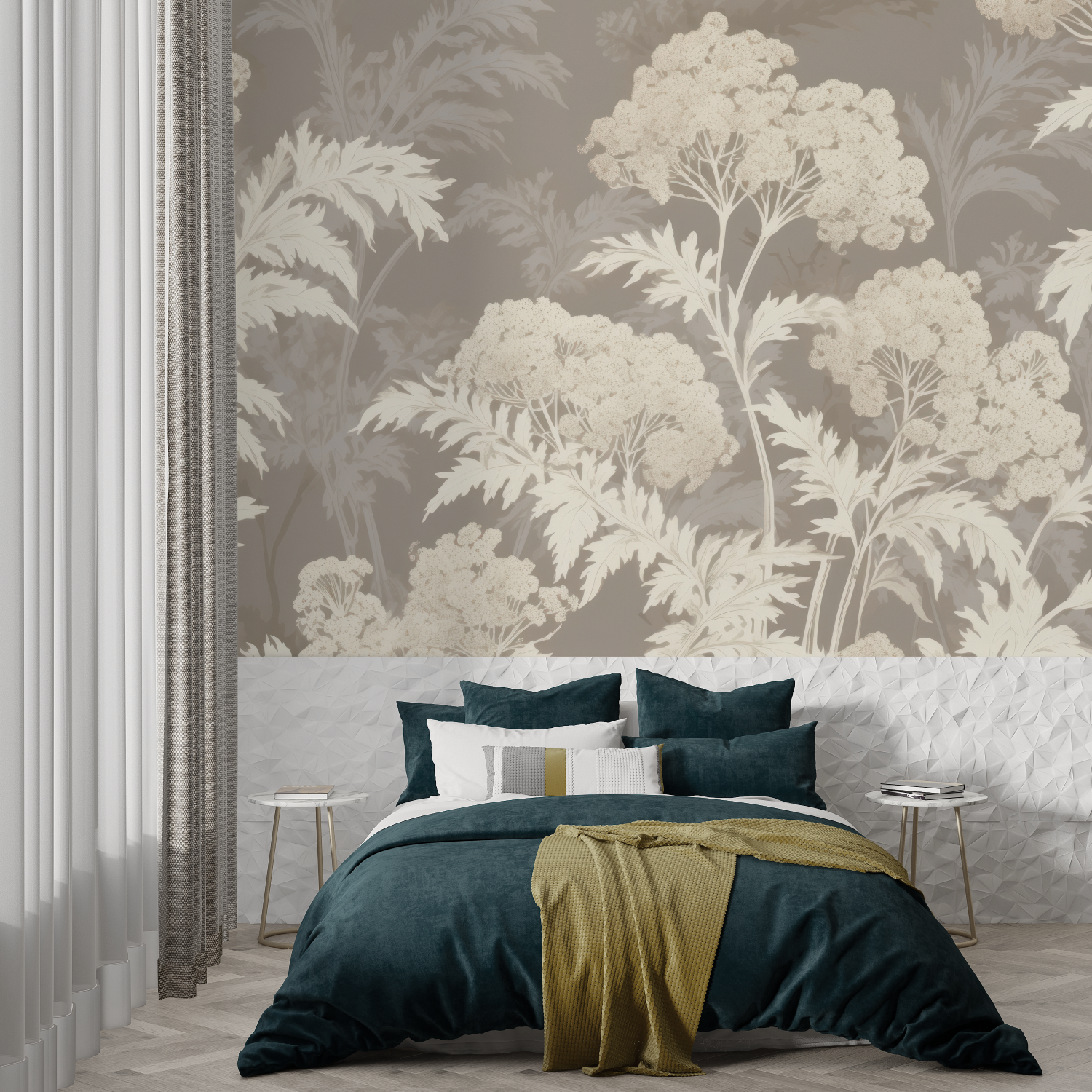 Beige Cotton Toile de Jouy Wallpaper | Murals Wallpaper