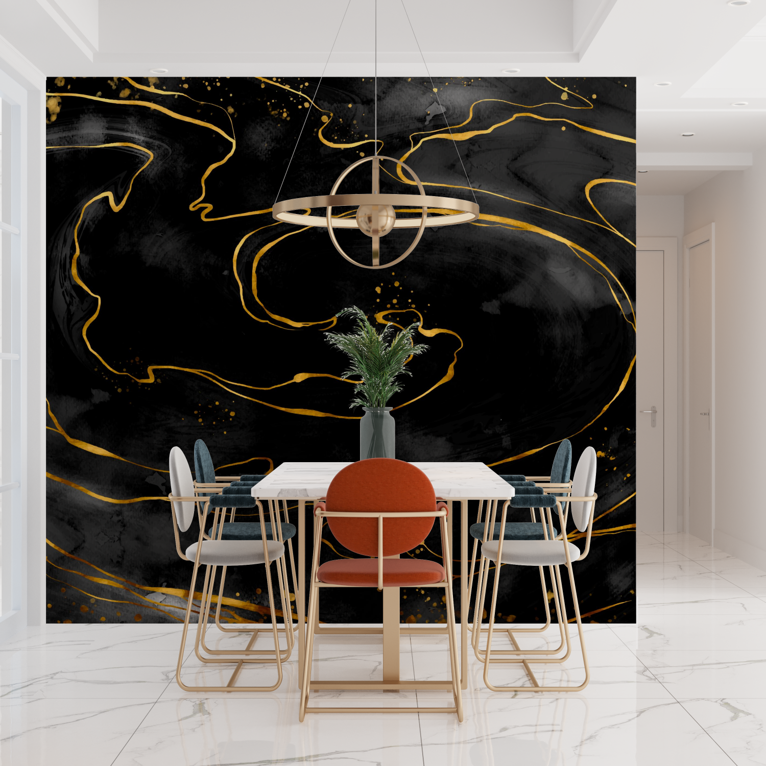 Gold- und Schwarztapete | Wandtapete