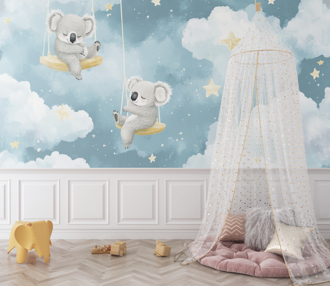 Floating Koala Wallpaper in the Sky | Murals Wallpaper