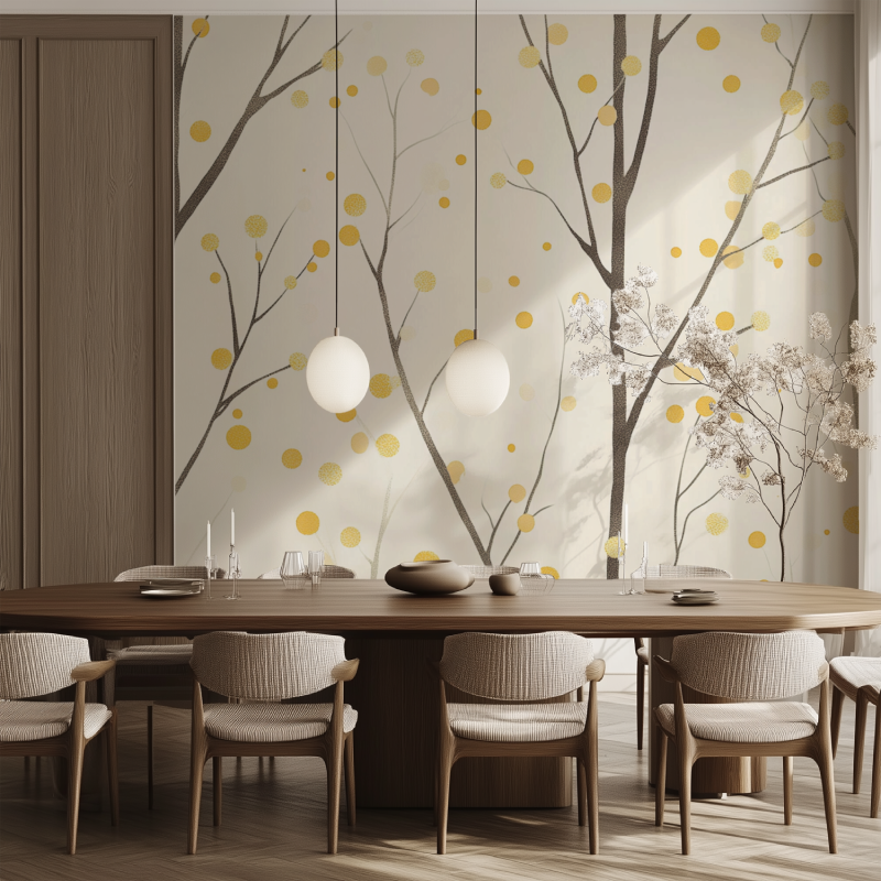 Yellow Polka Dot Tree Wallpaper | Murals Wallpaper