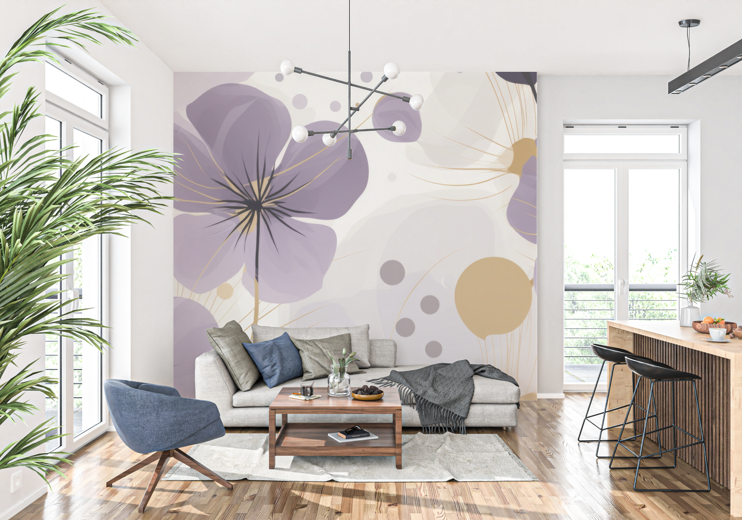 Purple and Gray Wallpaper | Murals Wallpaper