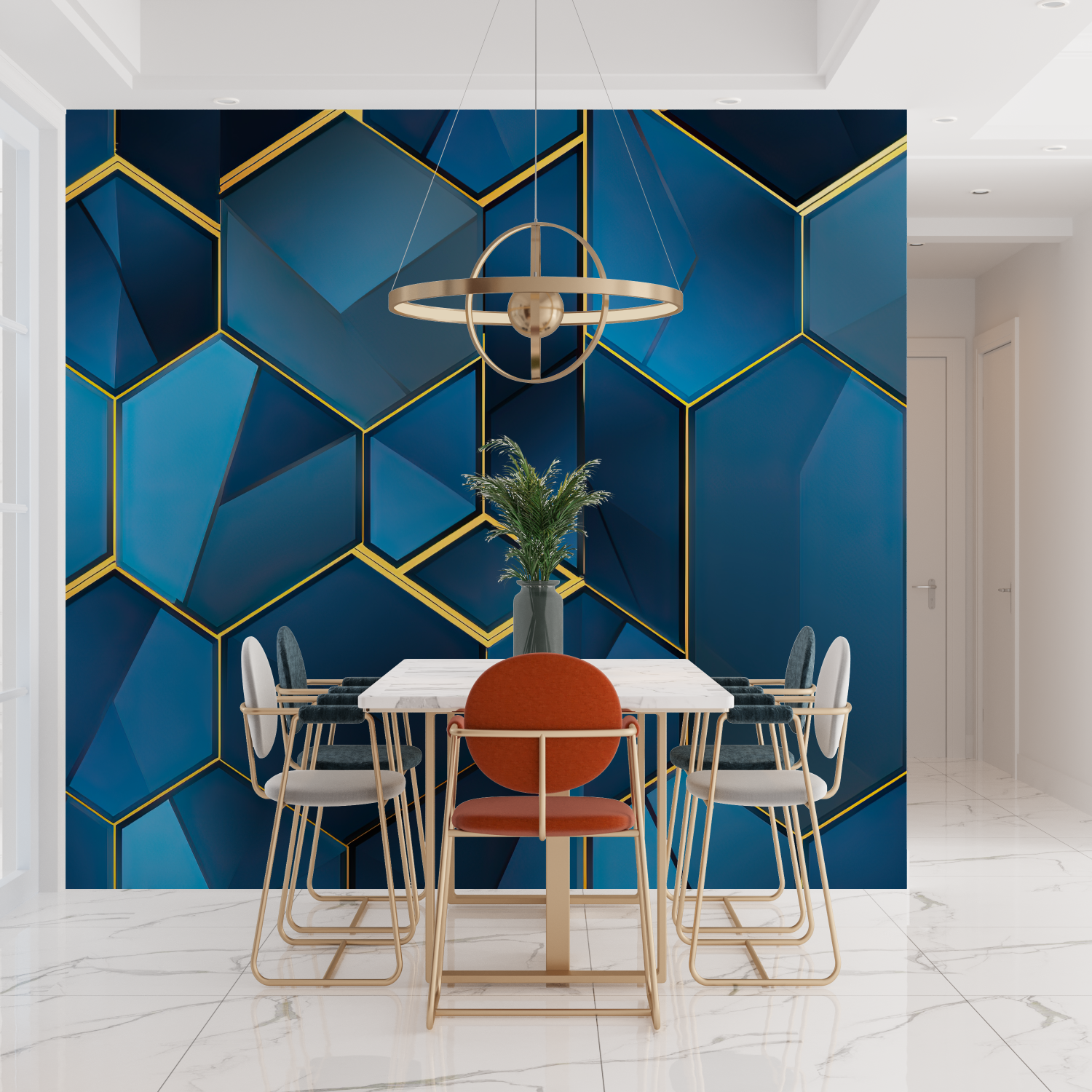 Blue Geometric Wallpaper | Murals Wallpaper