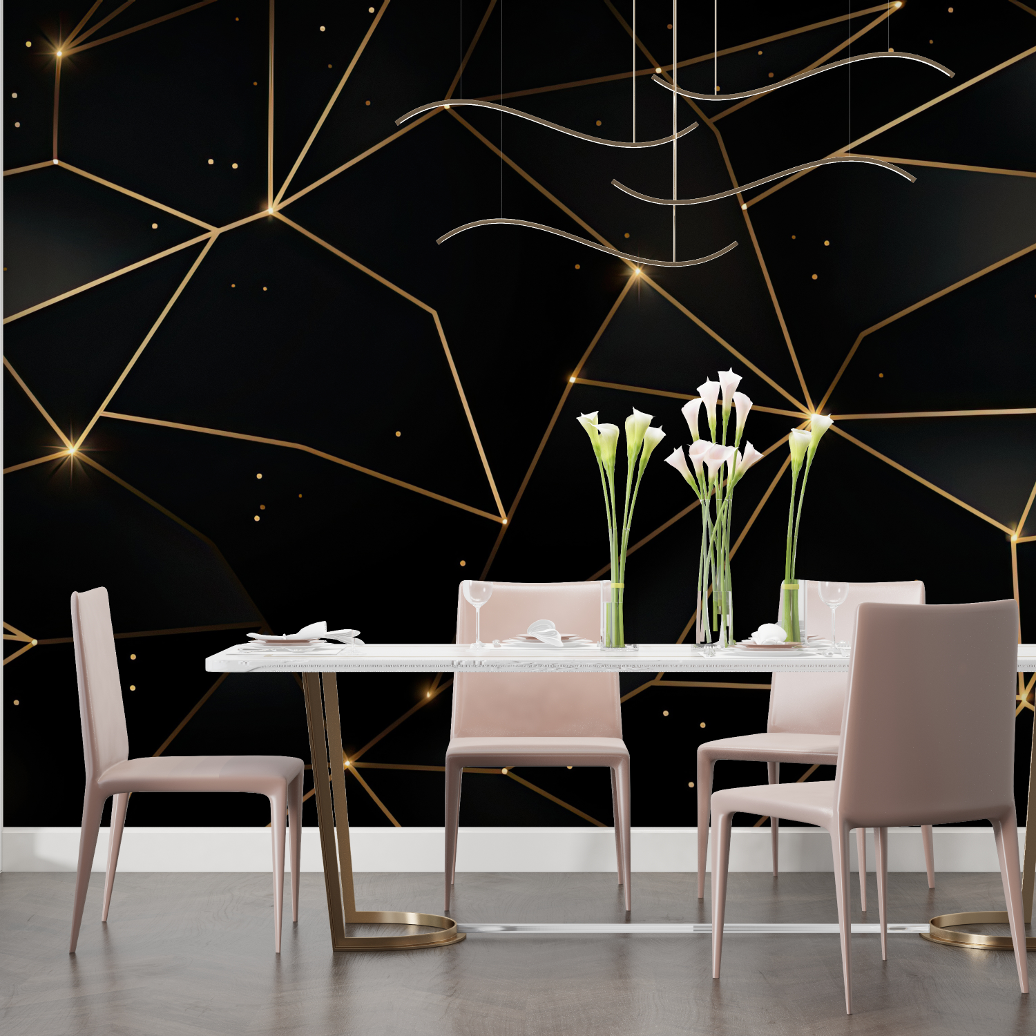 Black and Gold Geometric Wallpaper | Murals Wallpaper