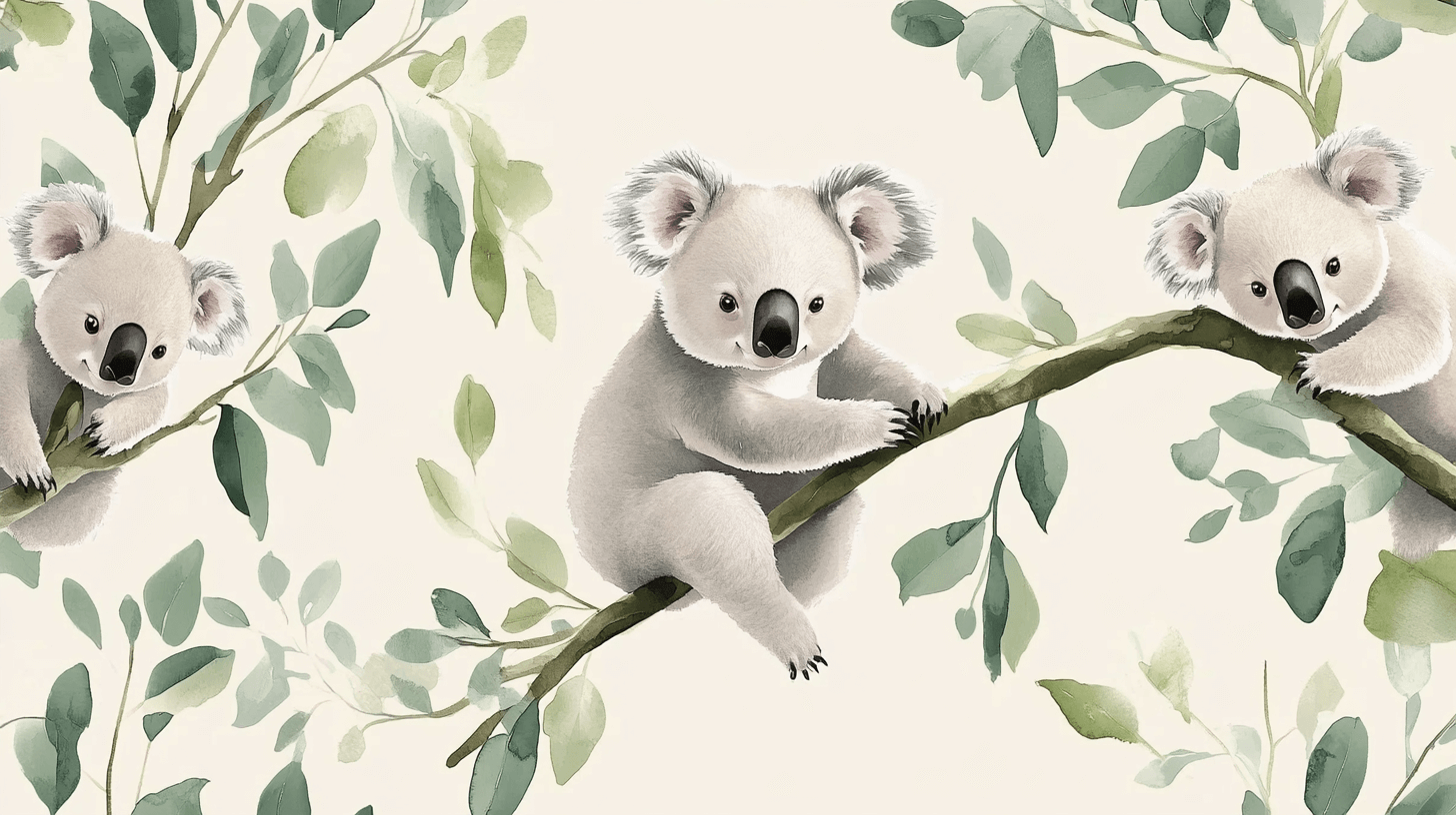 Koala Wallpaper on a Soothing Cream Background | Murals Wallpaper