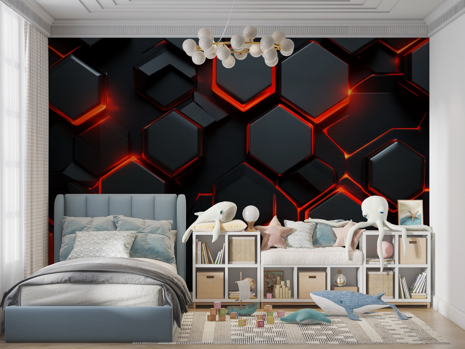 Glowing Hexagon Wallpaper | Murals Wallpaper