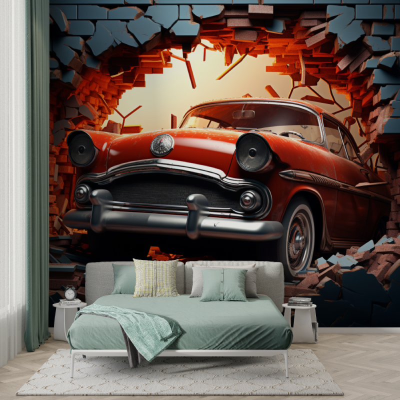 Car-Themed Boys' Room Wallpaper | Murals Wallpaper