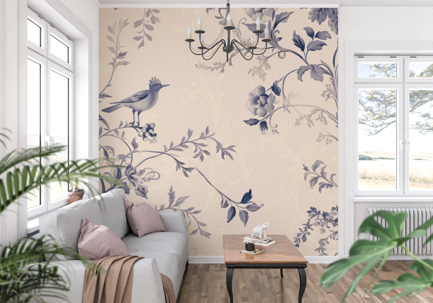 Toile de Jouy Wallpaper in Blue | Murals Wallpaper
