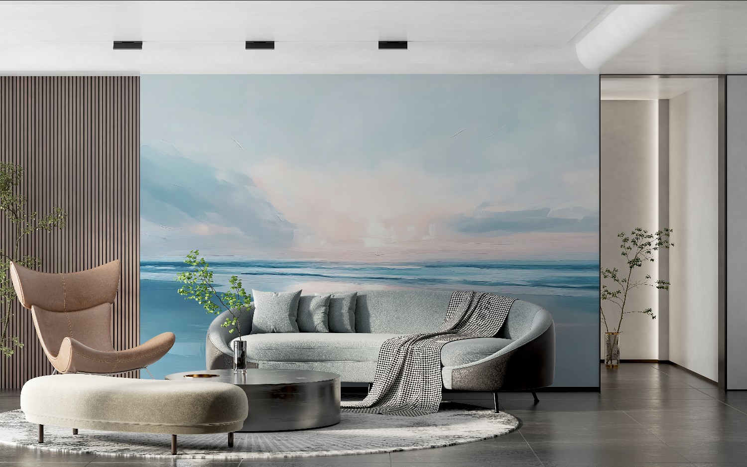 Watercolor Ocean Trompe L'Oeil Wallpaper | Murals Wallpaper