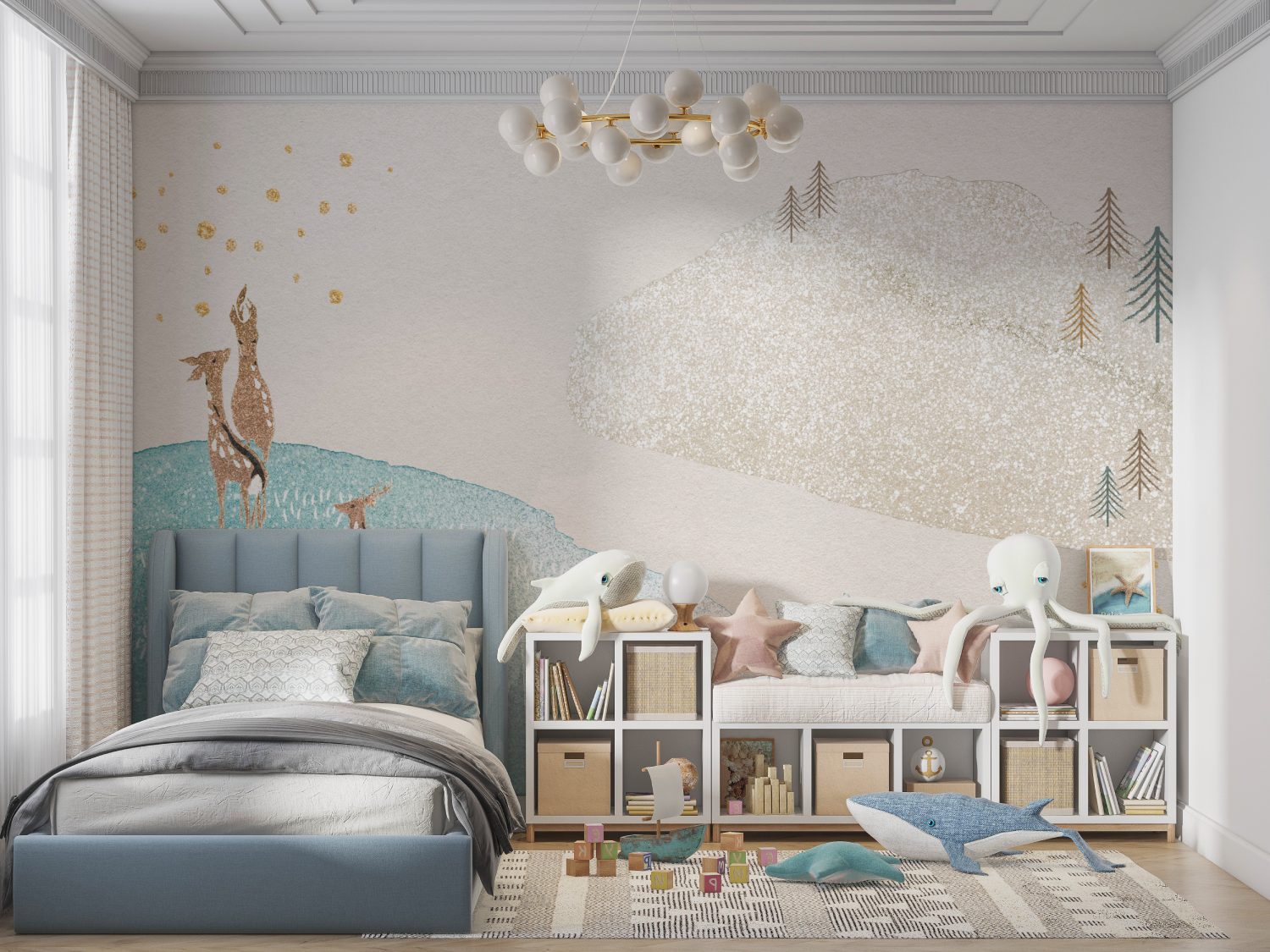 Pastellfarbene Tapete für Kinder | Wandbilder Tapete