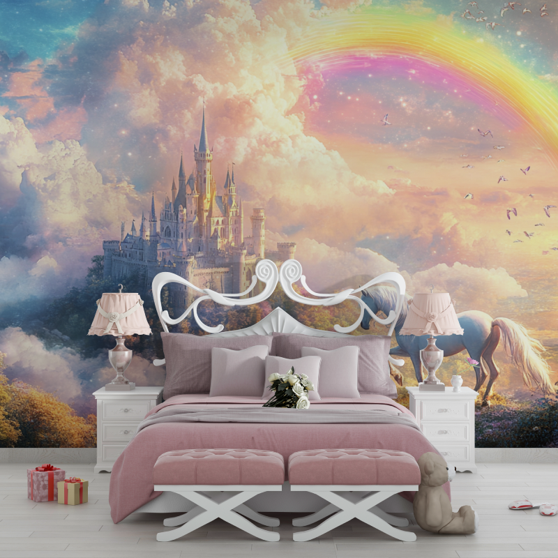 Unicorn Princess and Rainbow Wallpaper | Murals Wallpaper