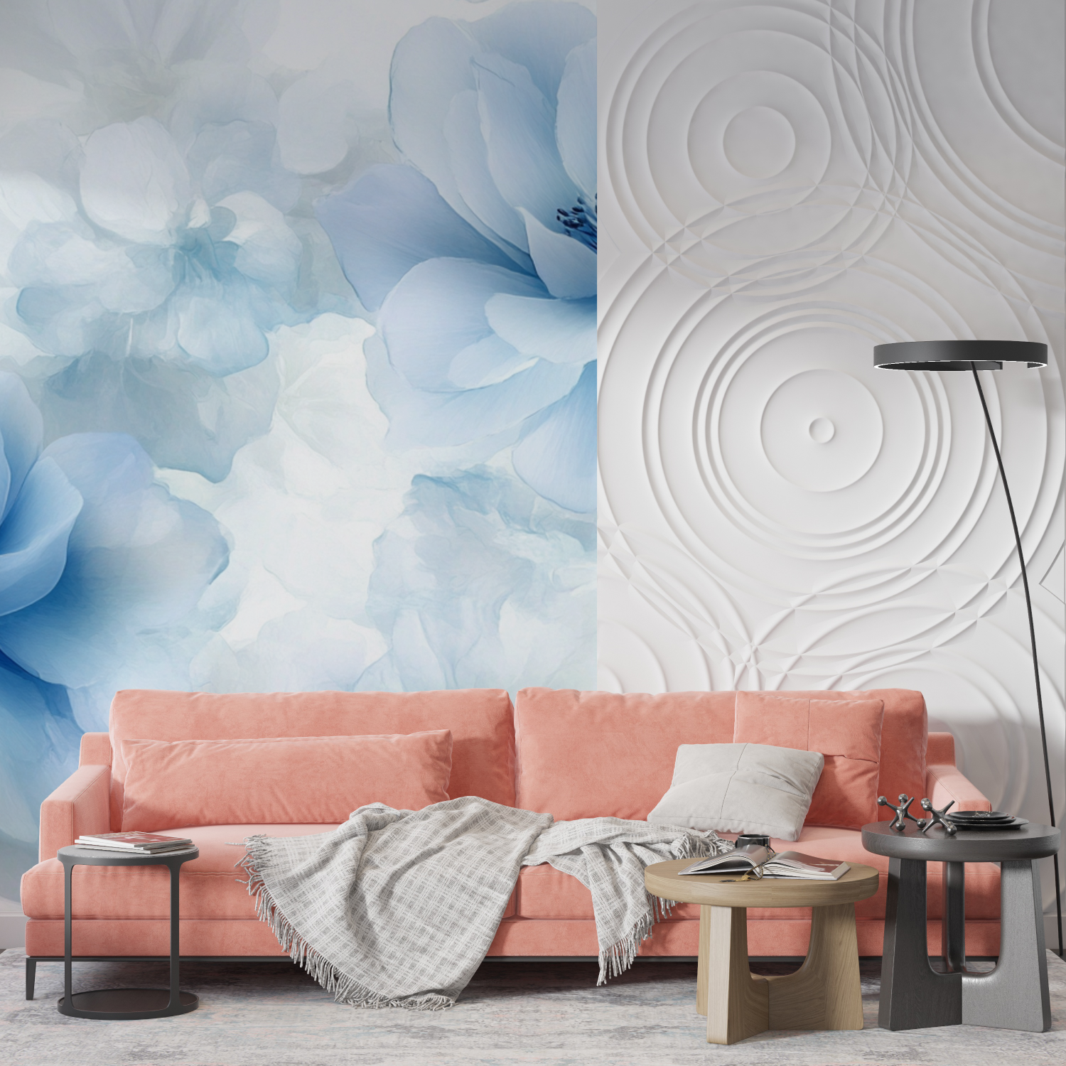 Delicate Blue Watercolor Flower Wallpaper | Murals Wallpaper