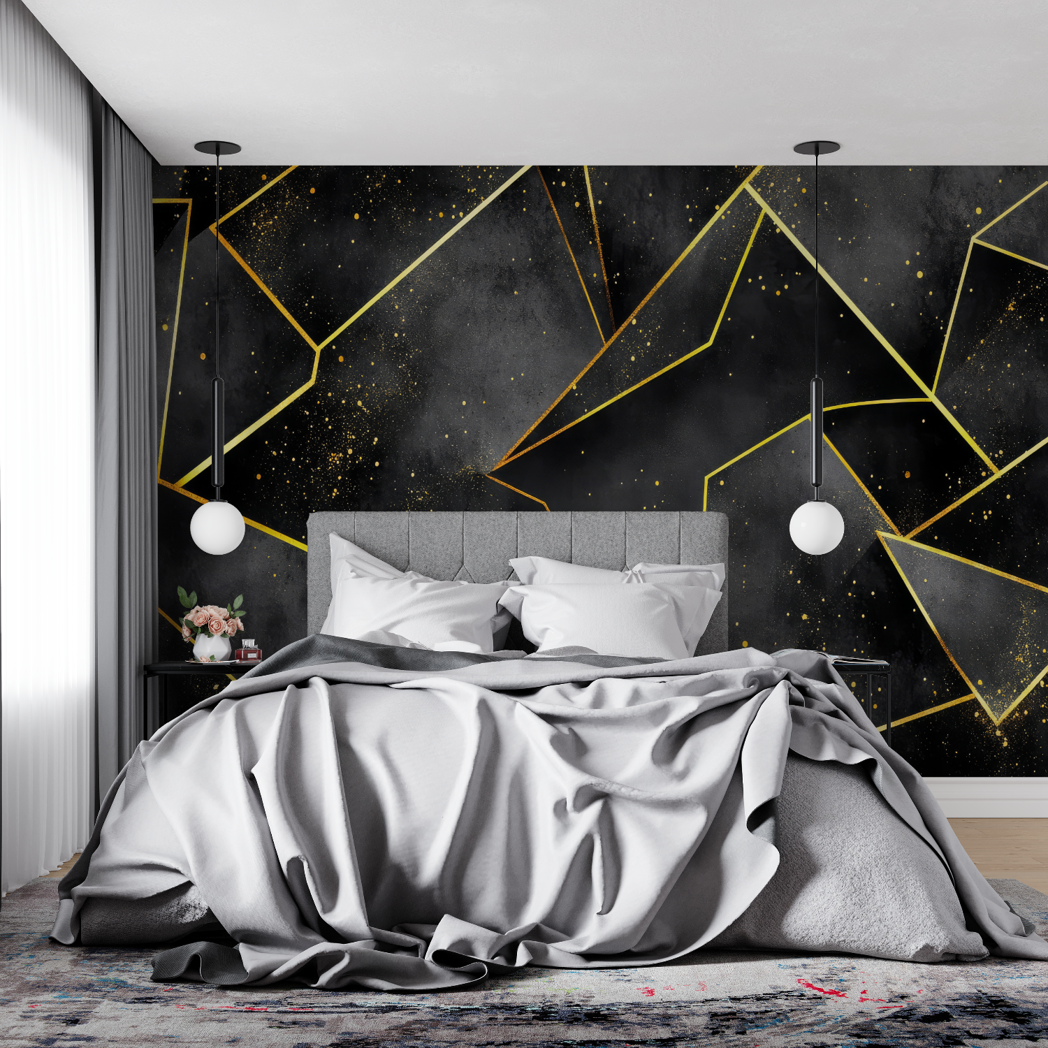 Geometric Black and Gold Wallpaper | Murals Wallpaper