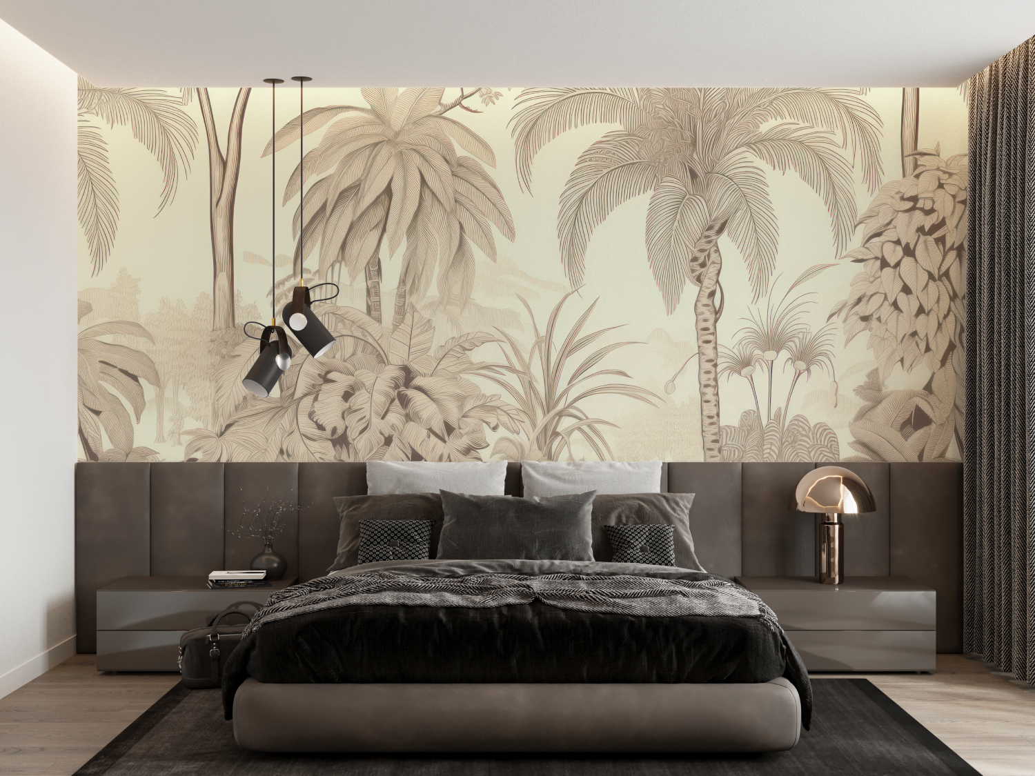 Jungle Beige Toile de Jouy Wallpaper | Murals Wallpaper