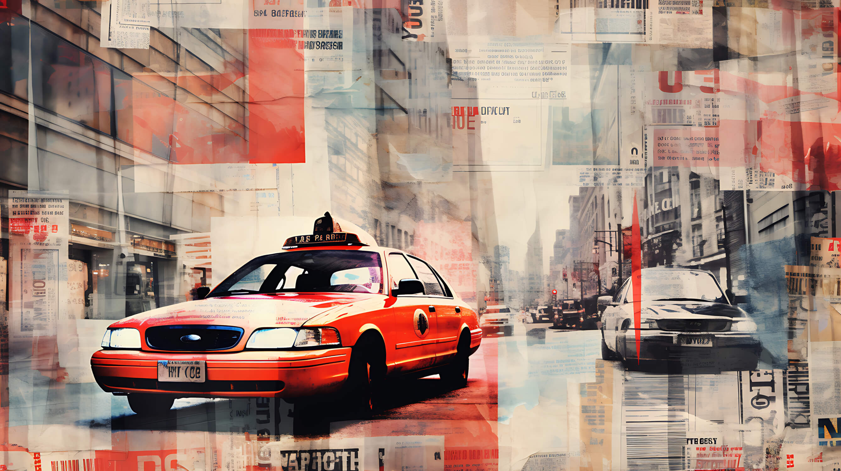 Black and White Collage Wallpaper Car | Murals Wallpaper