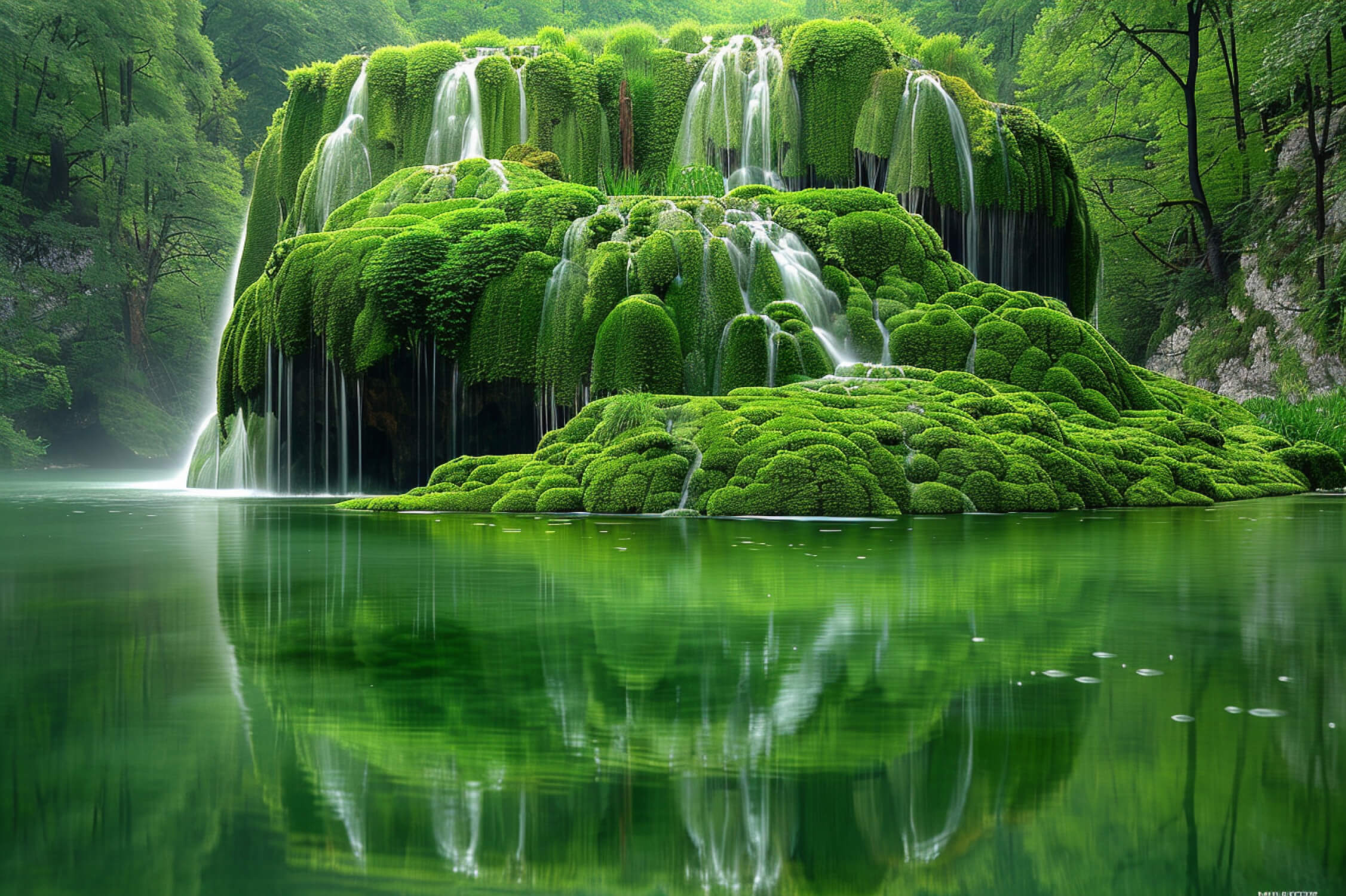 Green Waterfall Mural Wallpaper | Murals Wallpaper