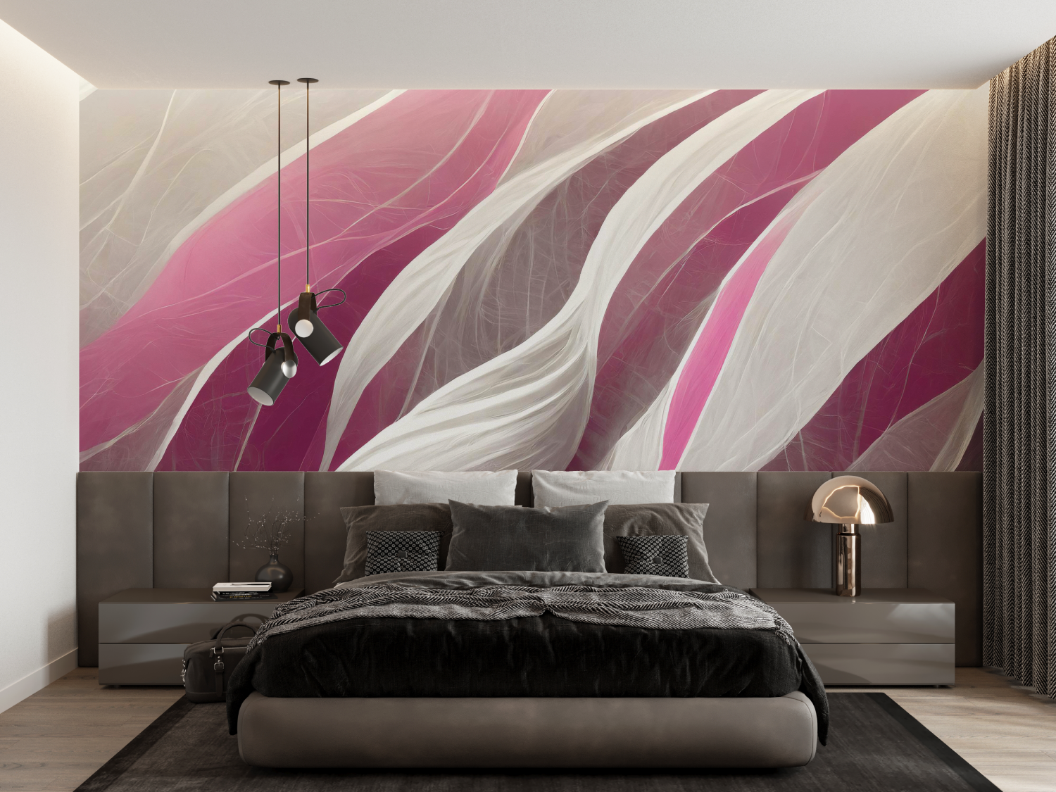Gray and Fuchsia Pink Wallpaper | Murals Wallpaper