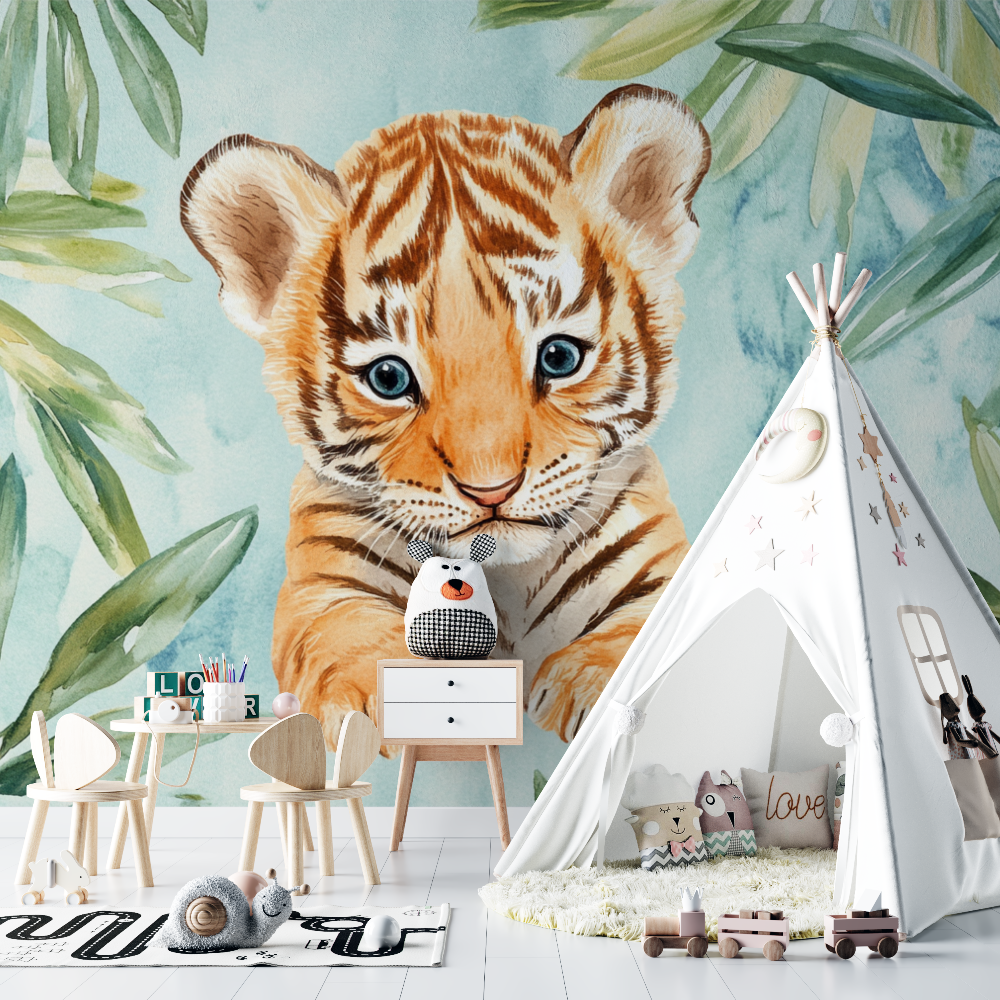 Tiger-Tapete und tropisches Flair | Wandbilder