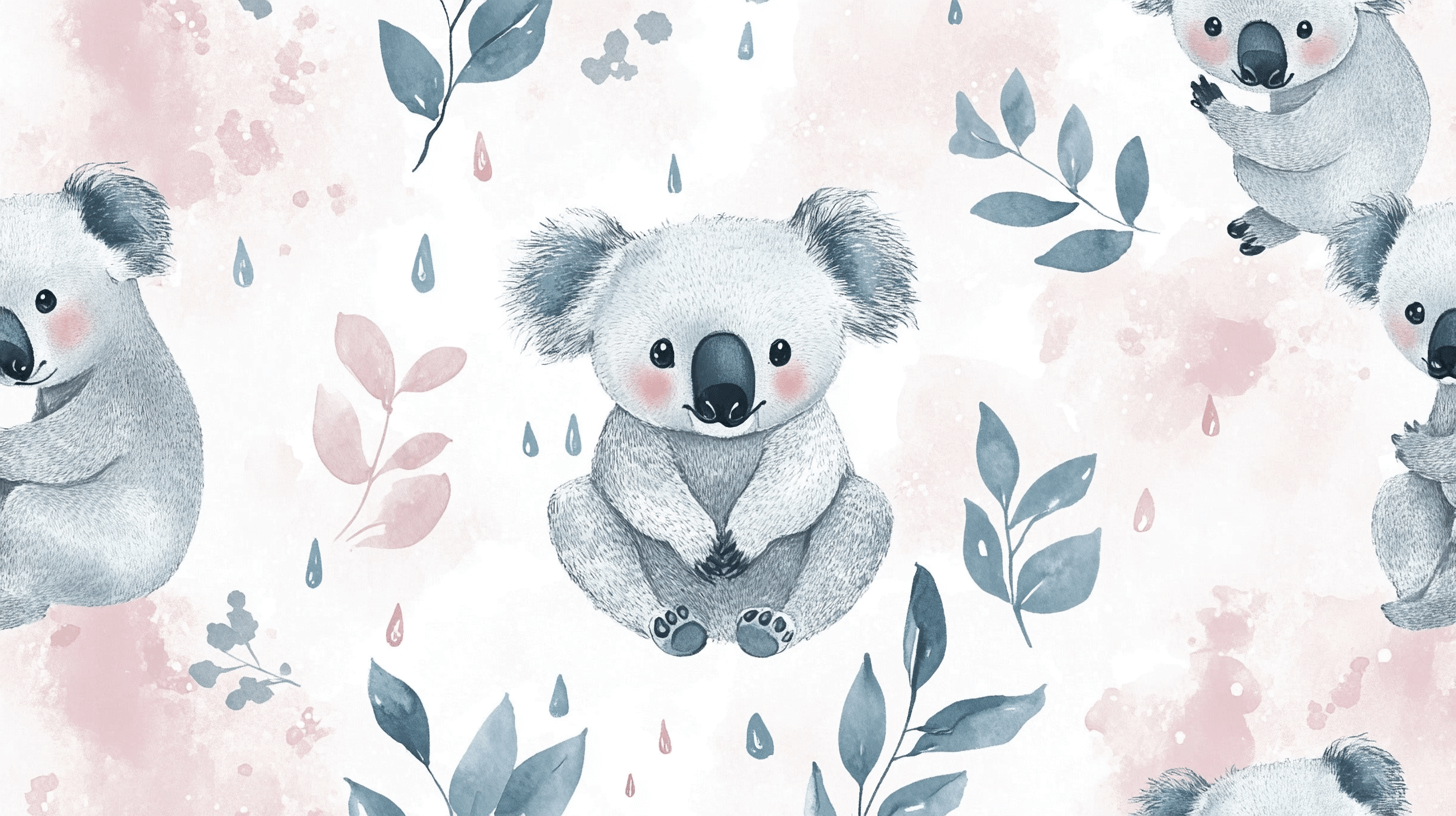 Koala and Gentle Rain Wallpaper | Murals Wallpaper