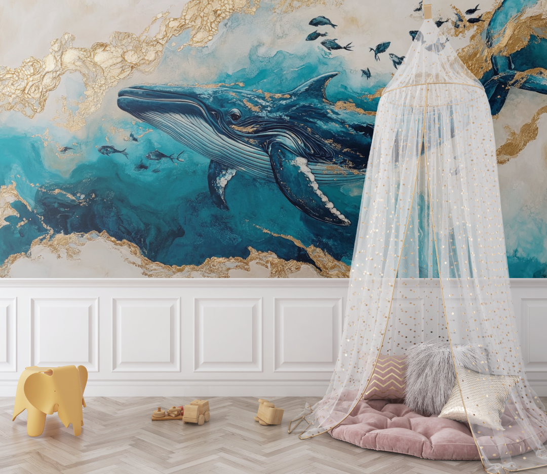 Whale and Island Wallpaper | Murals Wallpaper