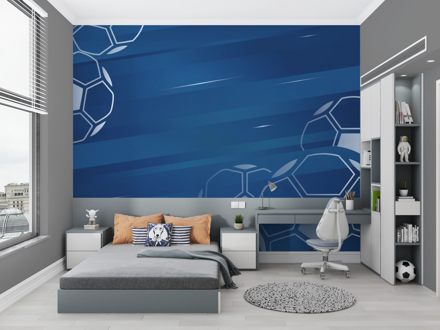 Blaue Fußballtapete | Wandbildtapete