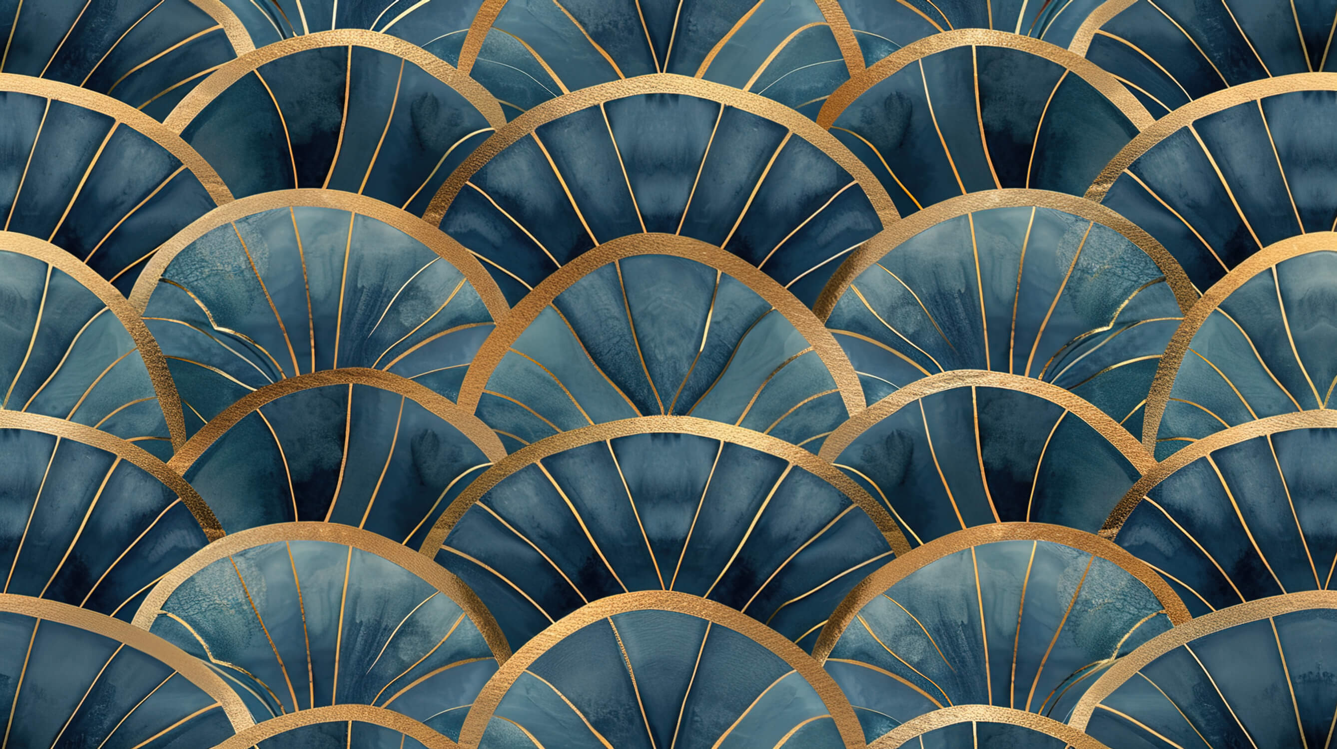Art Deco Blue and Gold Wallpaper | Murals Wallpaper