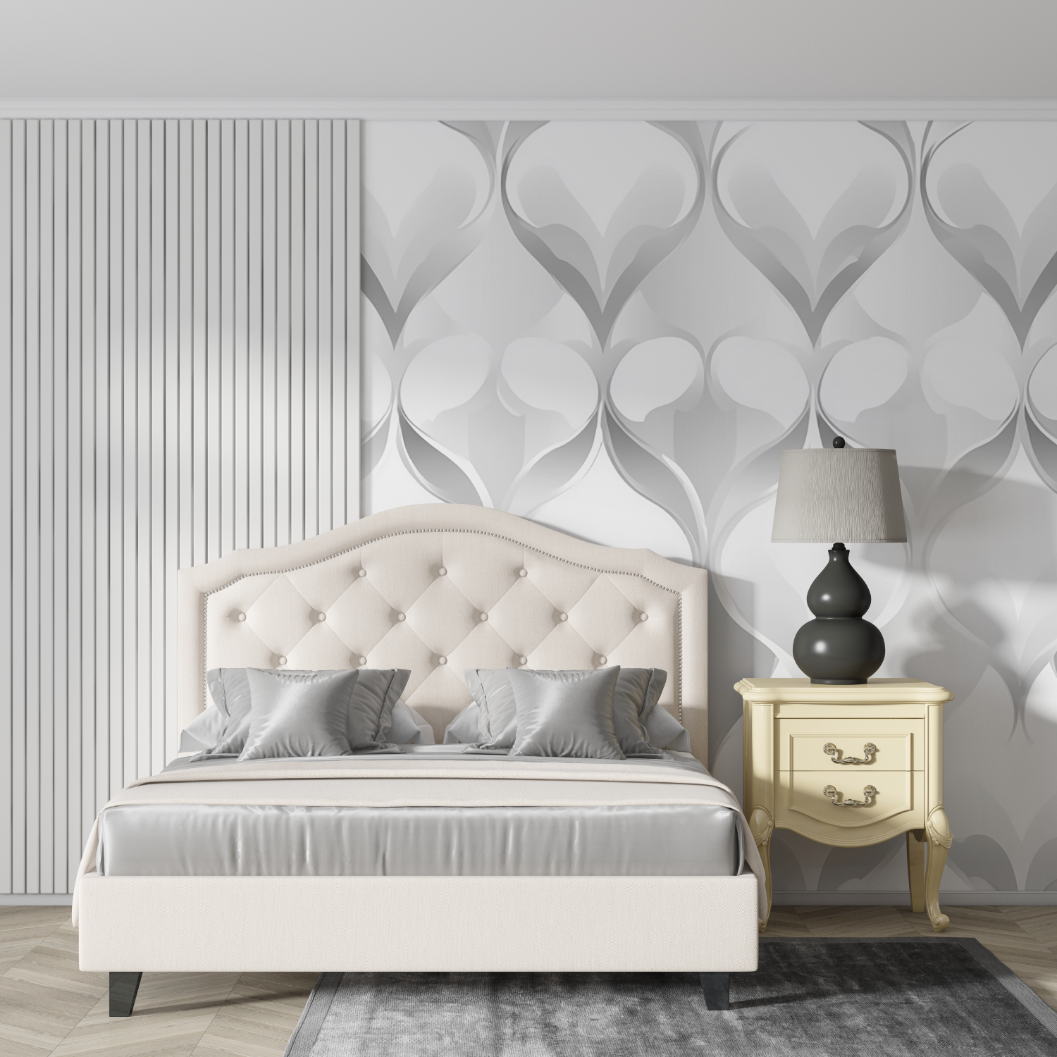 White Wallpaper with Gray Pattern | Murals Wallpaper