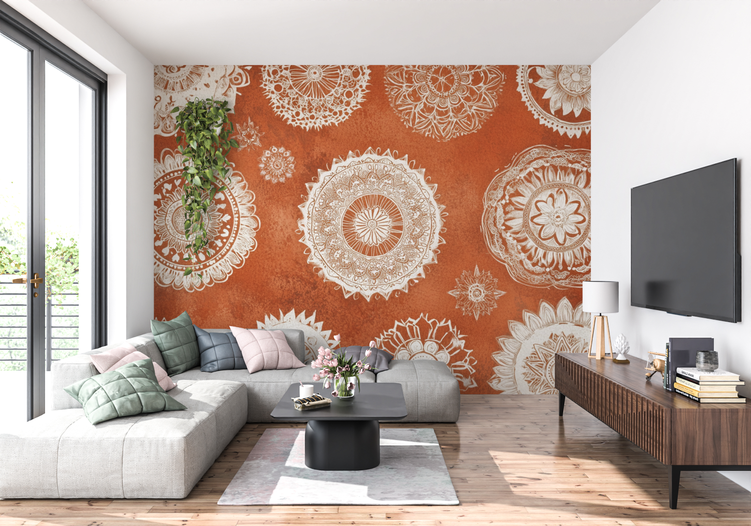 Terracotta Ethnic Mandala Wallpaper | Murals Wallpaper