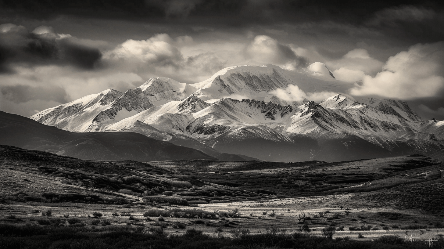 Black and White Mountain Wallpaper - Les Aravis | Murals Wallpaper