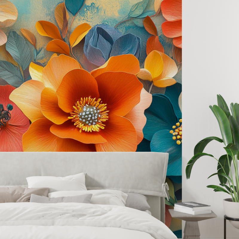Colorful 3D Floral Watercolor Wallpaper | Murals Wallpaper