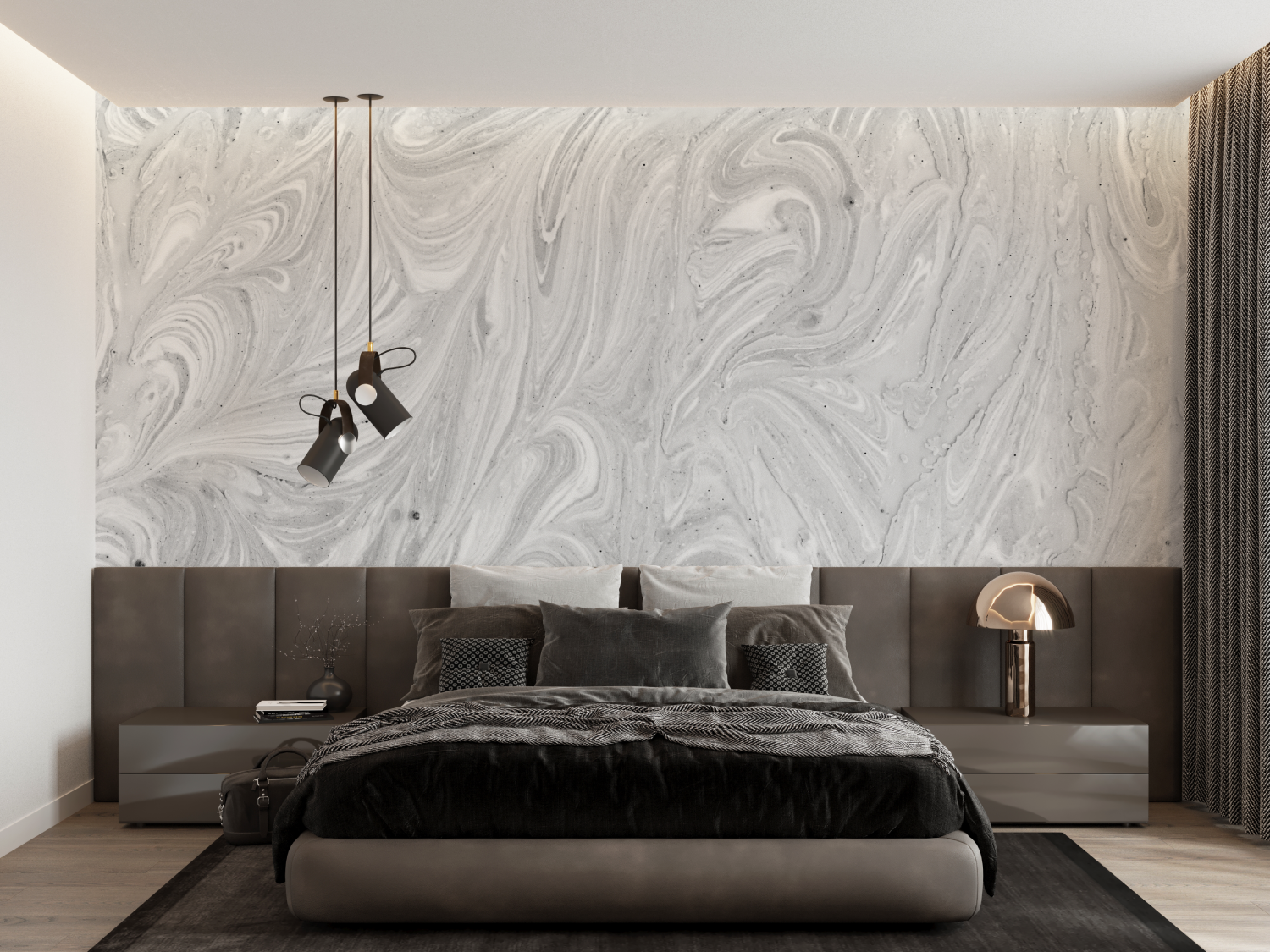Gray and White Wallpaper for Bedroom | Murals Wallpaper