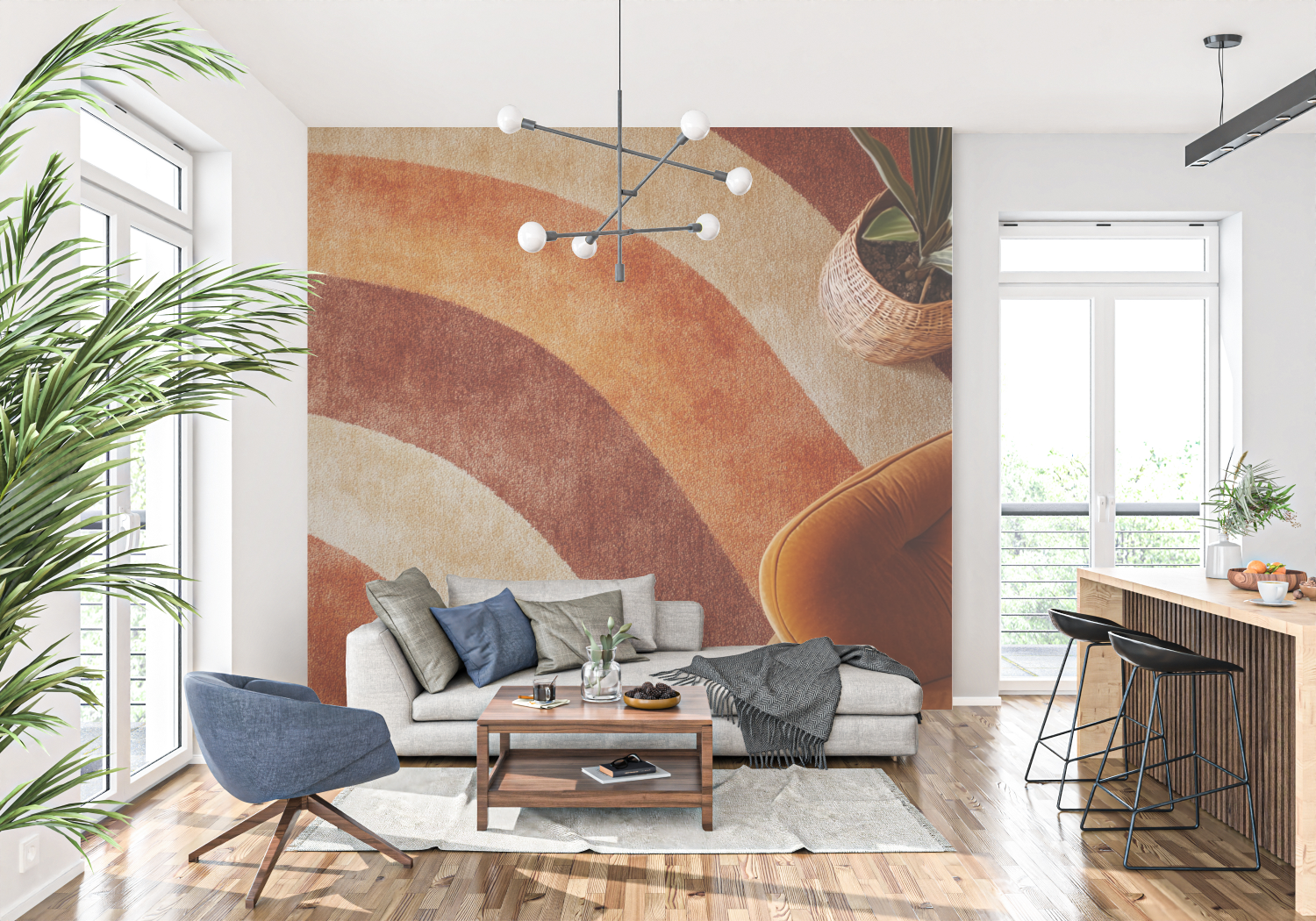 Terracotta 70s Style Wallpaper | Murals Wallpaper