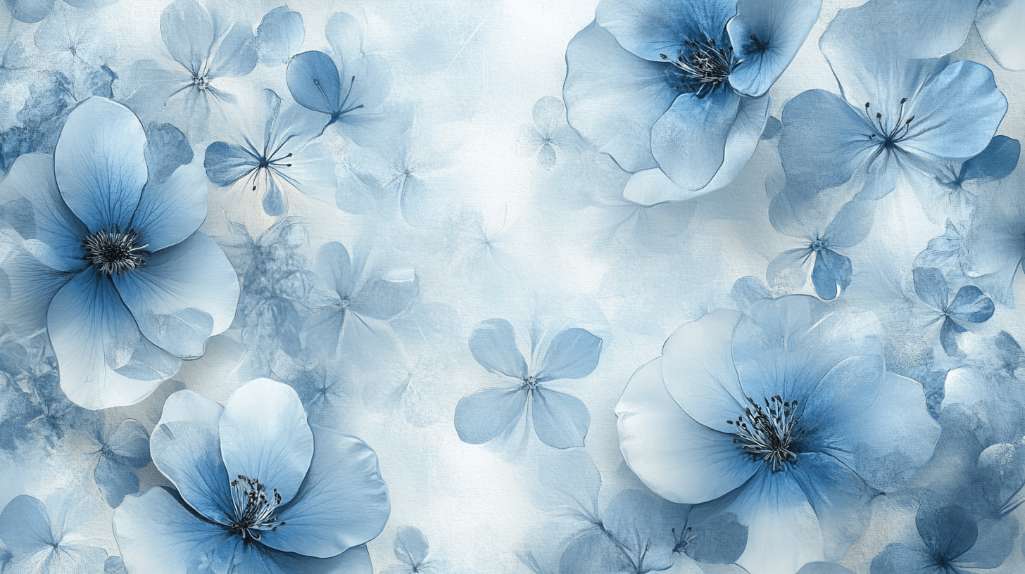 Watercolor Floating Blue Flowers Wallpaper | Murals Wallpaper
