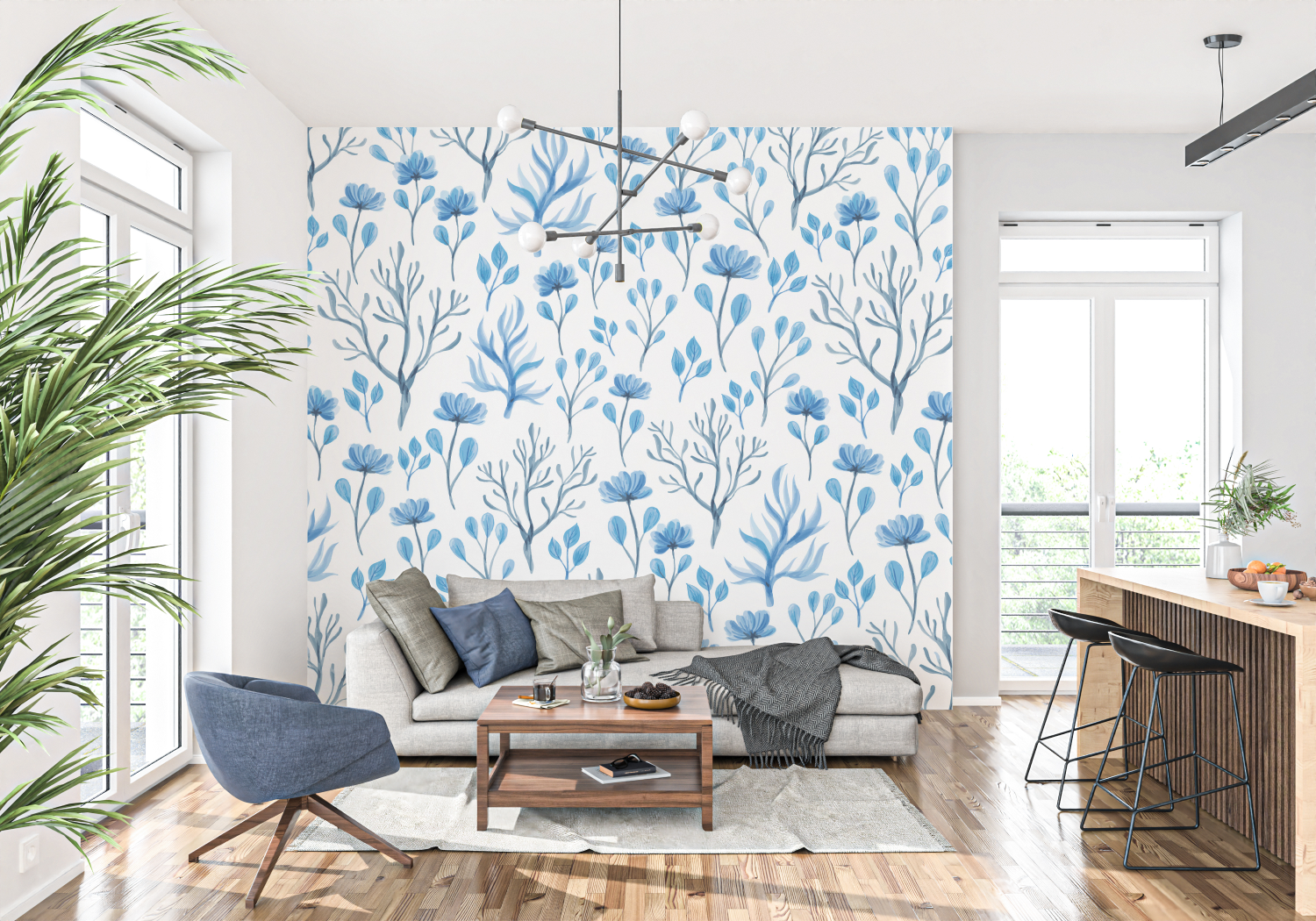 Sezane Blue Wallpaper | Murals Wallpaper