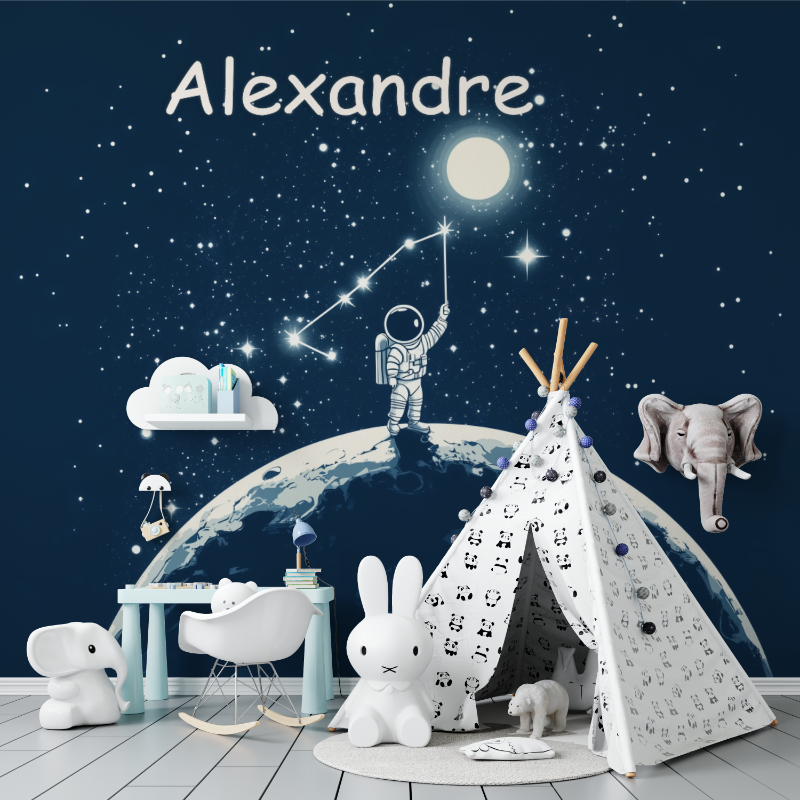 Astronauten-Jungen-Namenstapete | Wandbildtapete
