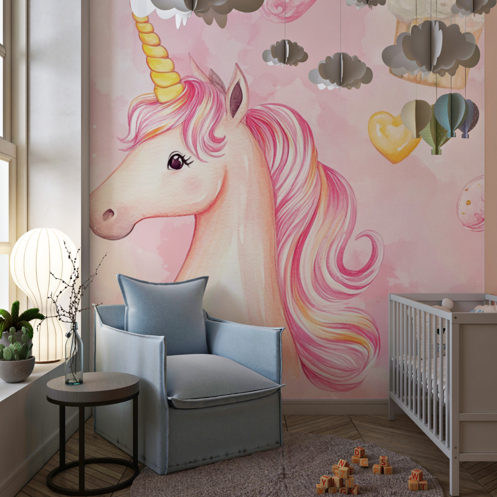 Einhorn Tapete Babyzimmer Candy World | Wandbilder Tapete