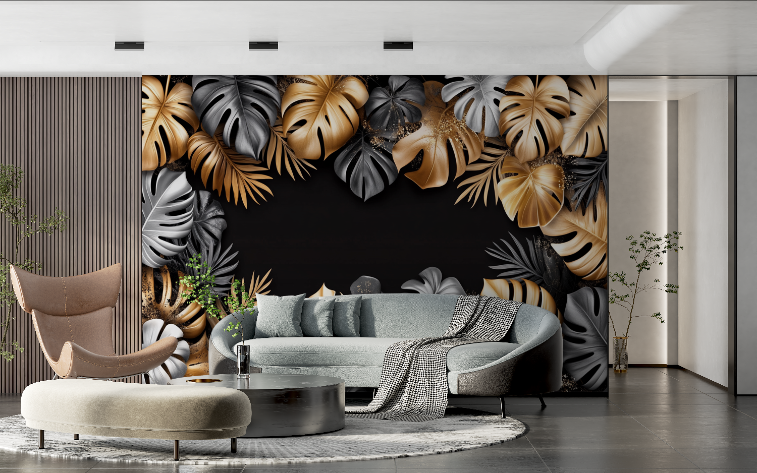 Black and Gold Jungle Wallpaper | Murals Wallpaper