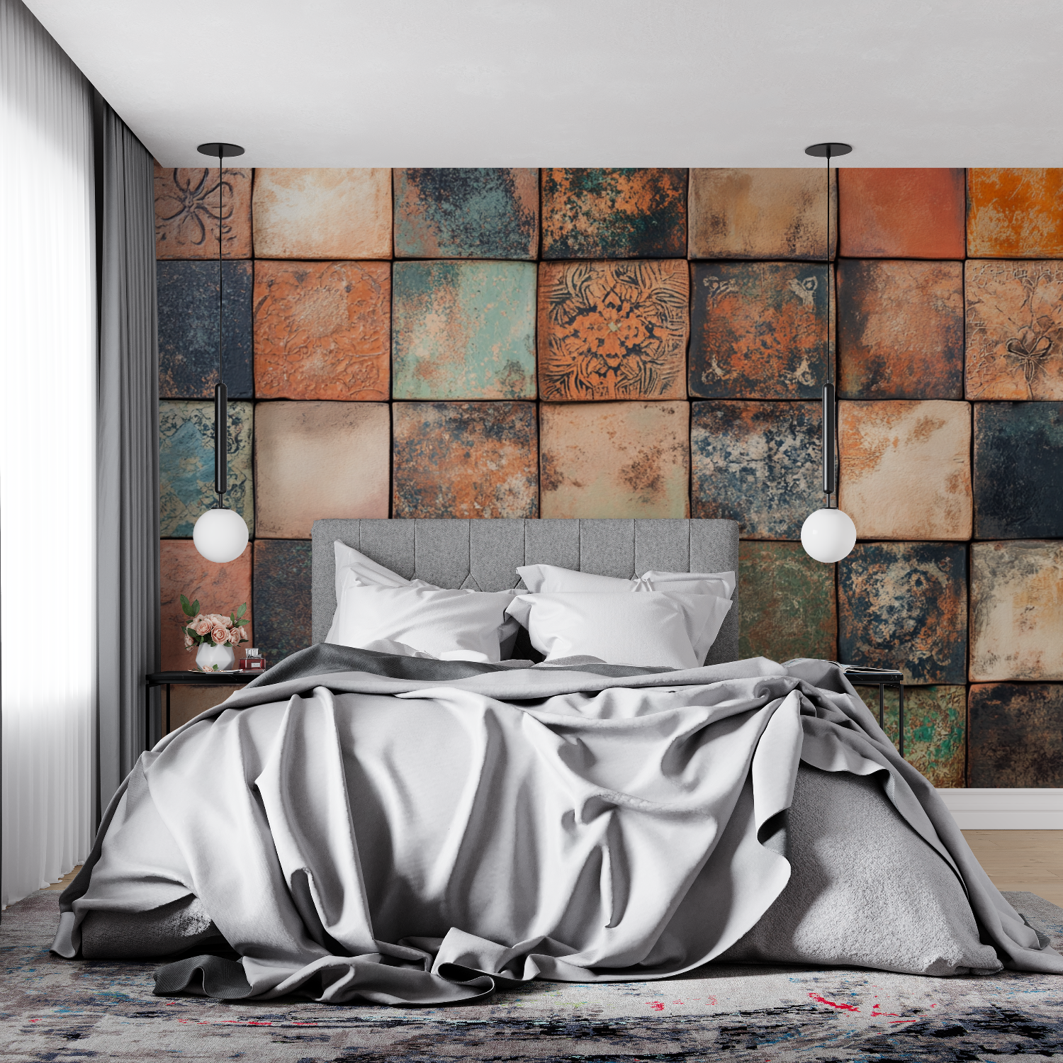Terracotta Patchwork Artisan Wallpaper | Murals Wallpaper