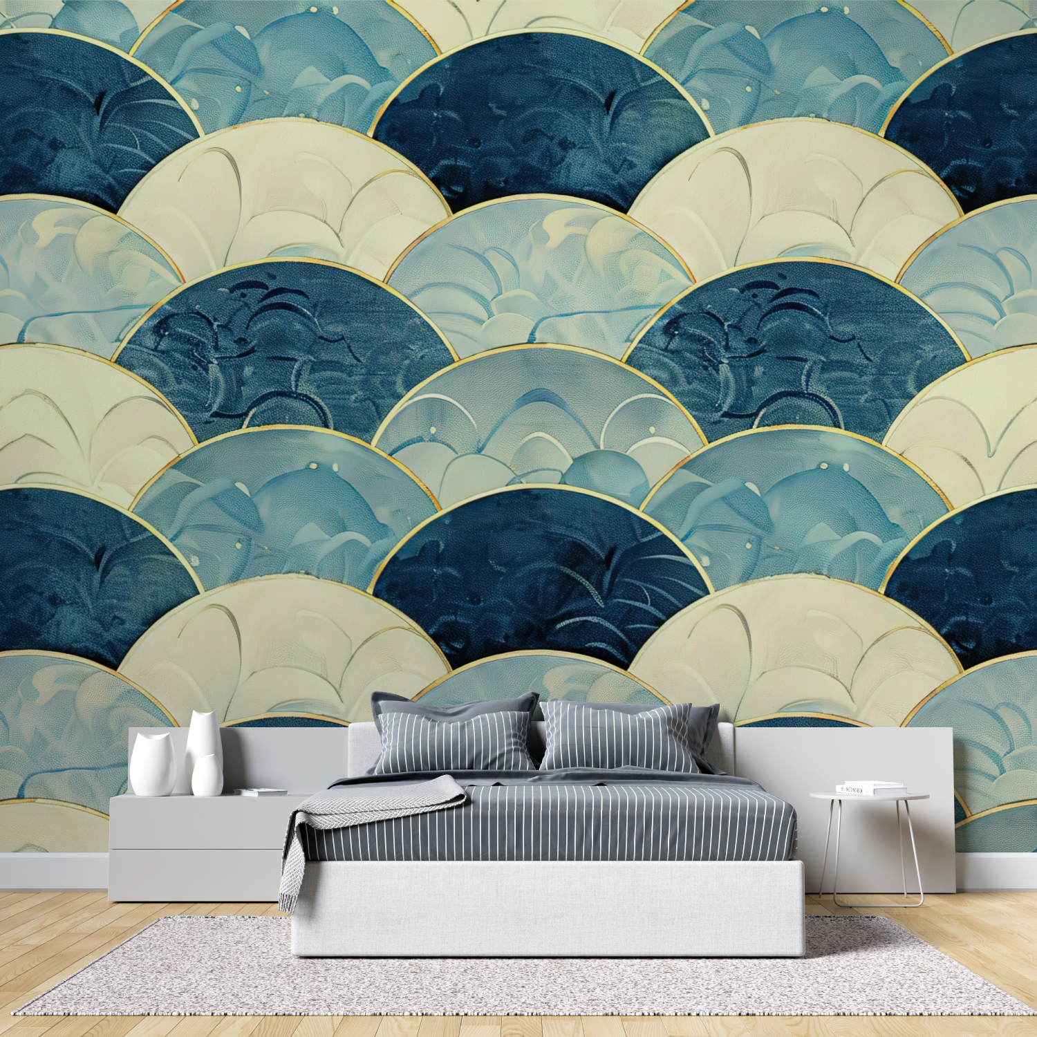 Papier Peint Theme Japonais Bleu – Panorama-Wandbild