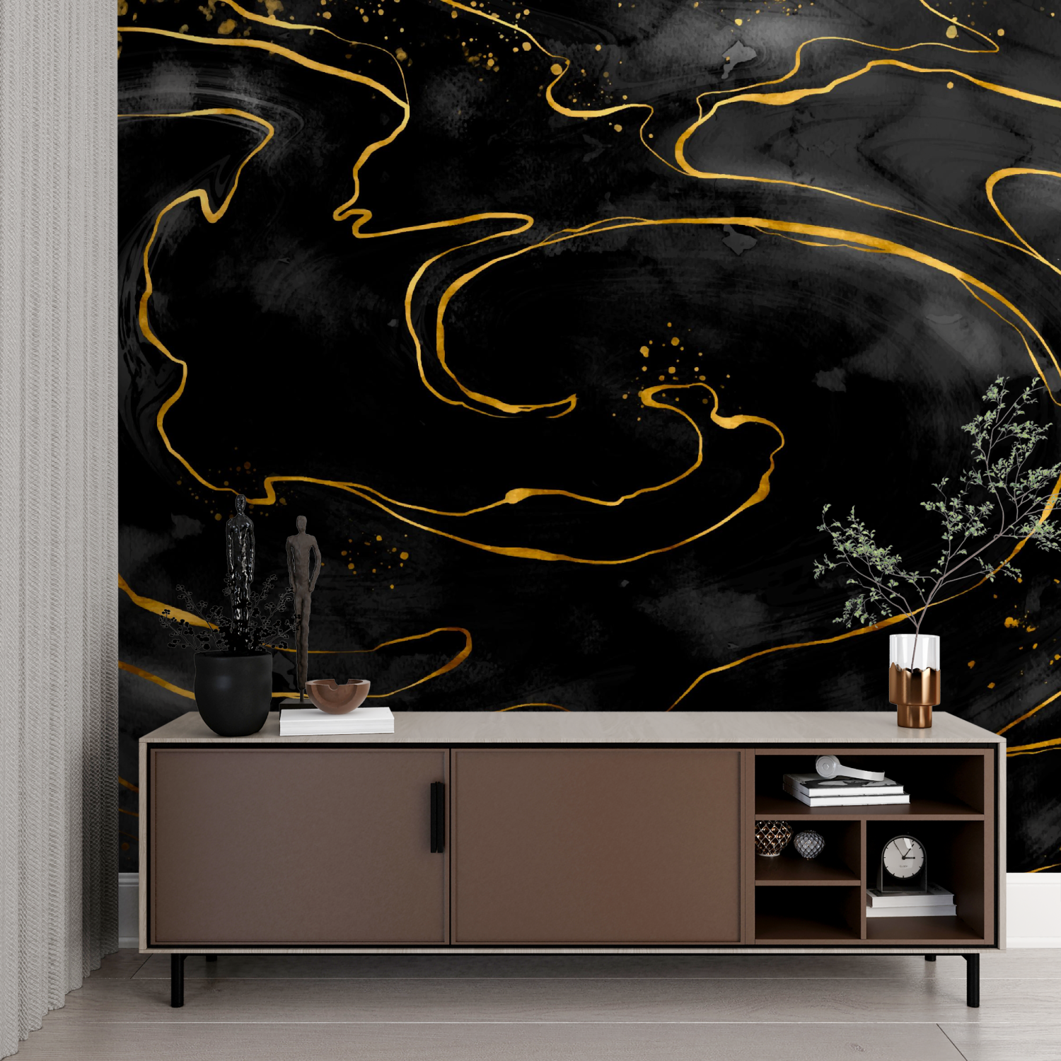 Gold and Black Wallpaper | Murals Wallpaper