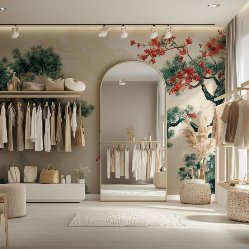 Japan-Dressing aus Papier-Peint-Arbre-Holz