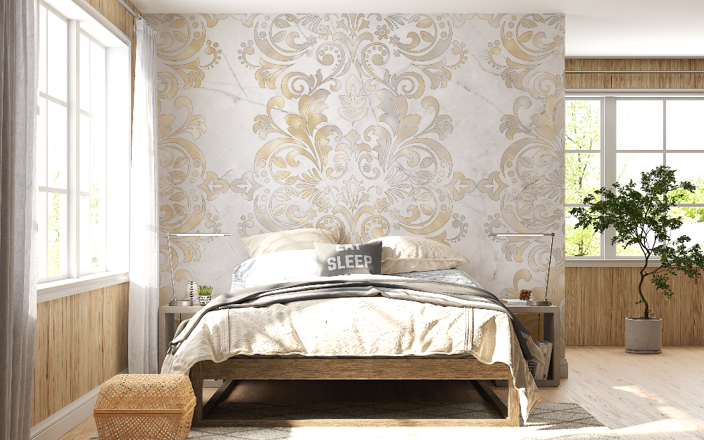 Tapete Barock Beige Doré – Schlafzimmer für Erwachsene