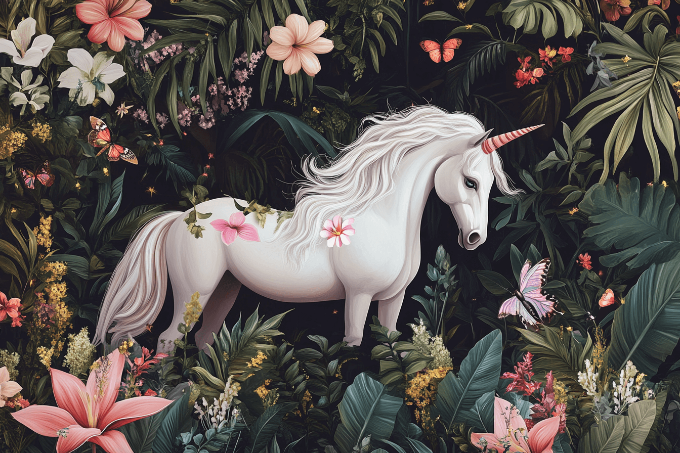 Princess Tropical Garden Unicorn Wallpaper | Murals Wallpaper