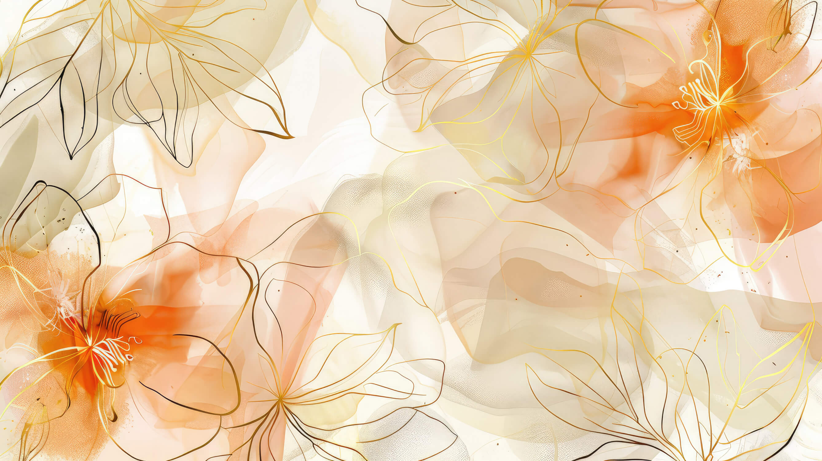 Orange Floral Wallpaper | Murals Wallpaper