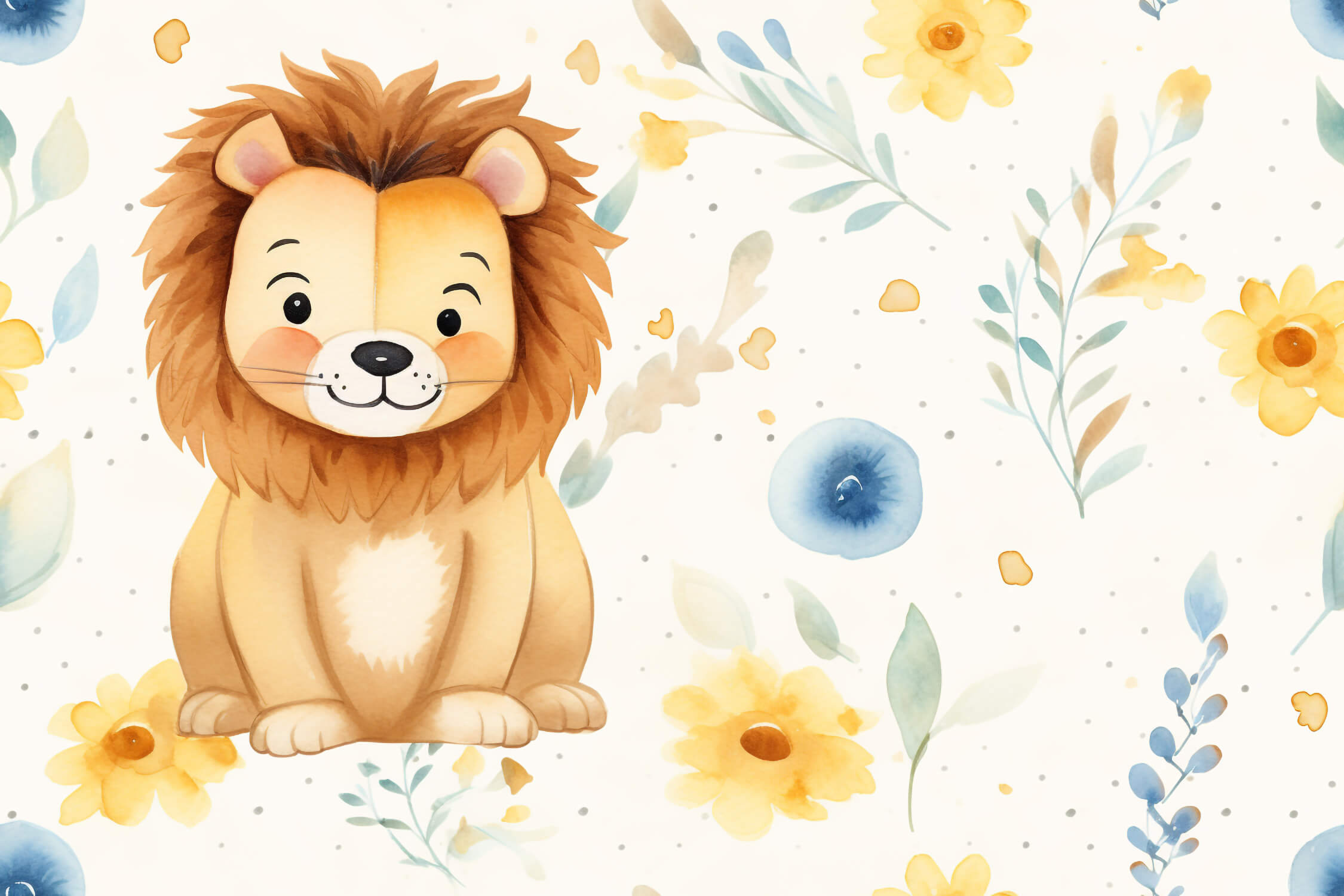 Lion and Minimalist Patterns Wallpaper | Murals Wallpaper