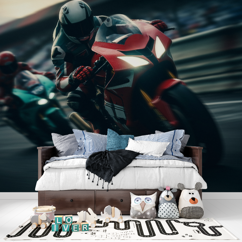 3D Wallpaper Racing Motorcycle Teen Room | Murals Wallpaper