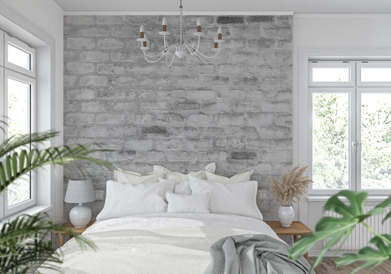 Gray Brick Wallpaper for Living Room | Murals Wallpaper