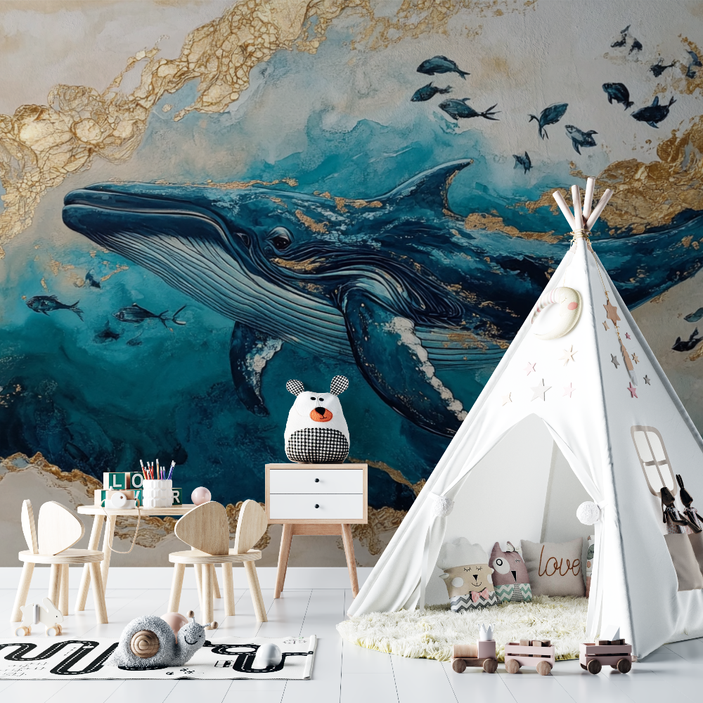 Whale and Island Wallpaper | Murals Wallpaper