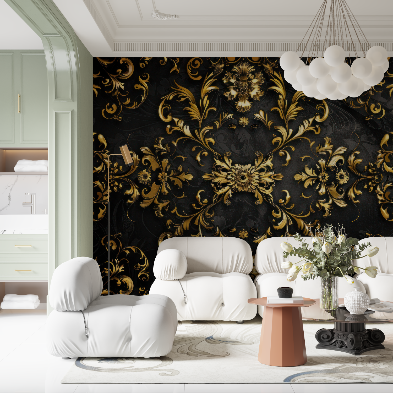 Black and Gold Wallpaper Room | Murals Wallpaper